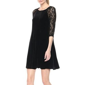 Julian Taylor Women's 3/4 Lace Sleeve Velvet Dress